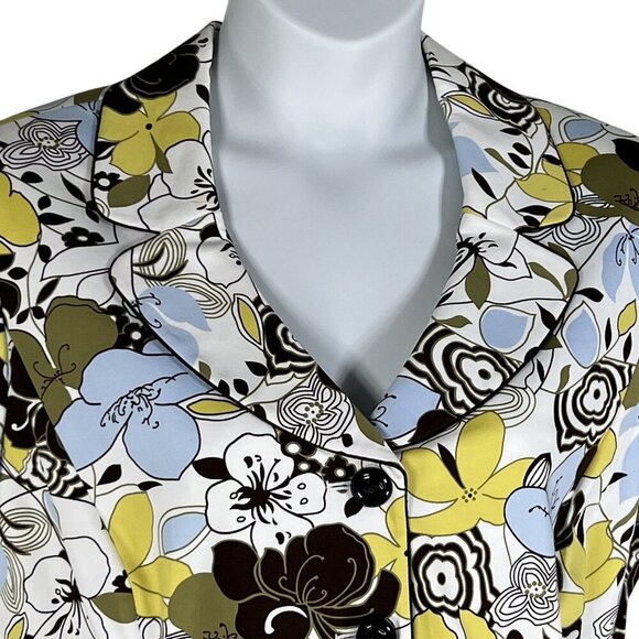 Tahari Arthur S Levine NWT18 Floral 2 Piece Set Short Sleeve Blazer Skirt Office - Picture 4 of 16